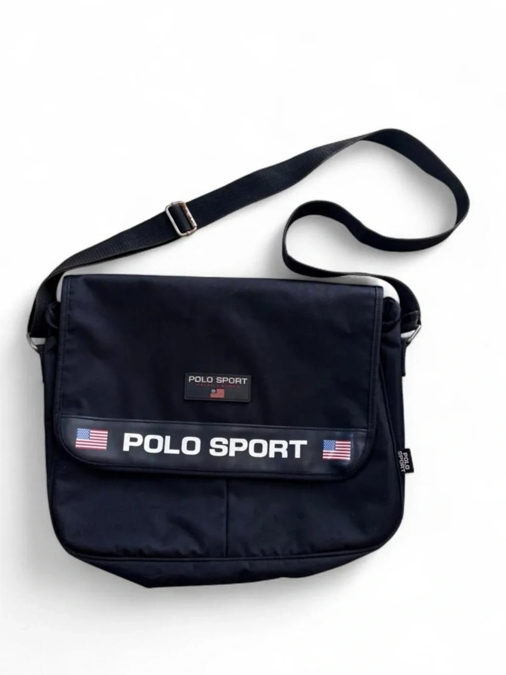 Vintage 90s Ralph Lauren Polo Sport American Flag Messenger Bag